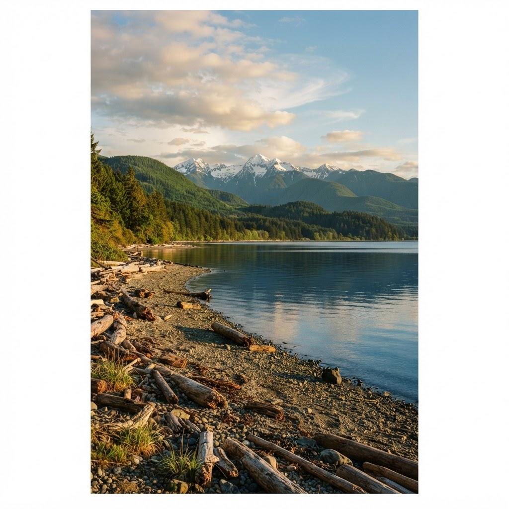 Sequim Bay on the Olympic Peninsula with the Olympic Mountains in the distance